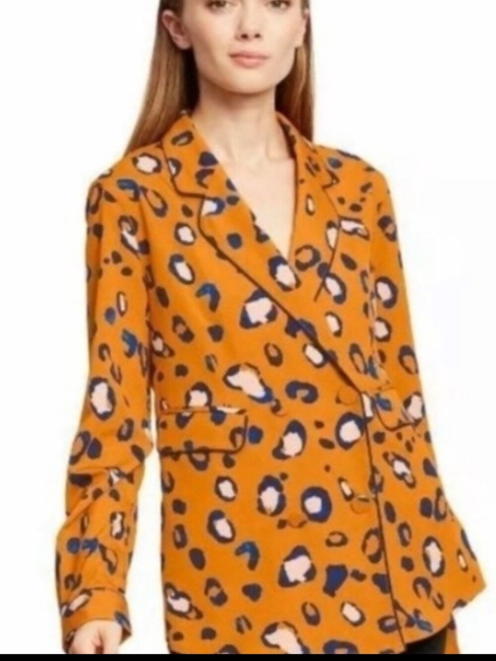 3.1 Phillip Lim X Target Orange Blazer Animal Leopard Print Long Sleeve Sz XS